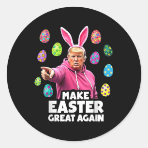 Sticker Rond Rendre la Pâques grande encore amusante Trump Bunn