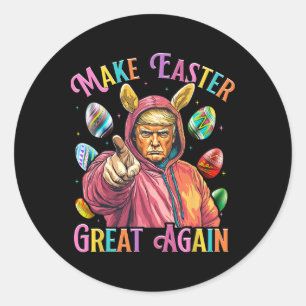 Sticker Rond Rendre la Pâques grande encore amusante Trump Bunn