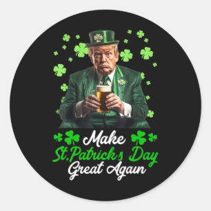 Sticker Rond Rendre la Saint Patrick grande à nouveau Usa Flag