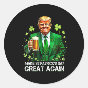 Sticker Rond Rendre la Saint Patrick grande à nouveau Usa Flag