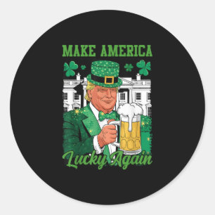 Sticker Rond Rendre l'Amérique chanceuse à nouveau drôle Trump