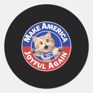 Sticker Rond Rendre l'Amérique Joyeuse Harris Wall 2024 Cat Lad