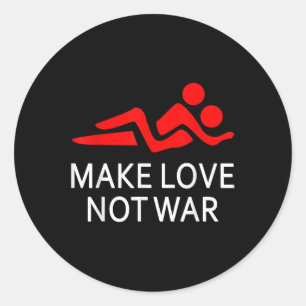 Sticker Rond Rendre l'amour pas la guerre heureux Hippy dire fa