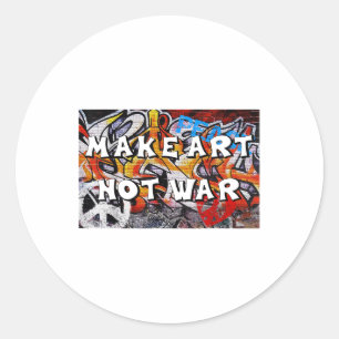 Sticker Rond Rendre l'art pas la guerre Paix Graffiti Mur Homme
