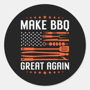 Sticker Rond Rendre le barbecue grand à nouveau nous drapeau Tr