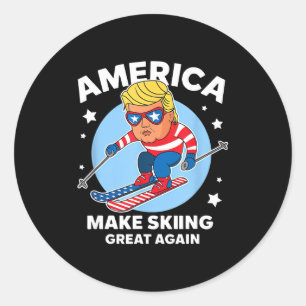 Sticker Rond Rendre le ski génial à nouveau - usa trump ski 
