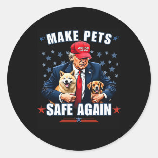Sticker Rond Rendre les animaux de compagnie sûrs à nouveau Drô