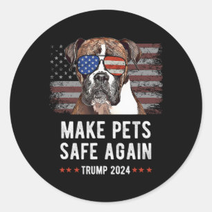 Sticker Rond Rendre les animaux en sécurité Boxer Dog Trump 202