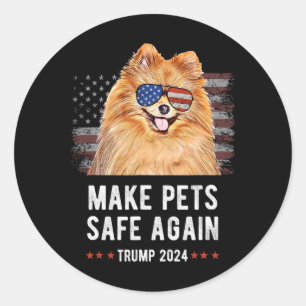Sticker Rond Rendre les animaux en sécurité Chien de Poméranie 