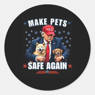 Sticker Rond Rendre les animaux sûrs à nouveau Funny Pro Trump
