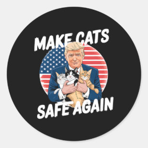 Sticker Rond Rendre les chats en sécurité Voter à nouveau Trump
