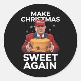 Sticker Rond Rendre Noël doux à nouveau Trump Cadeaux de Noël M
