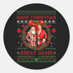 Sticker Rond Rendre Noël grand à nouveau Noël Noël amusant Trum