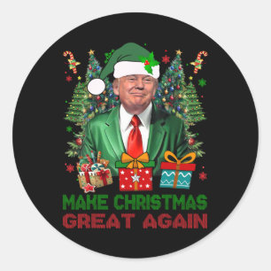 Sticker Rond Rendre Noël grand à nouveau Noël Noël amusant Trum