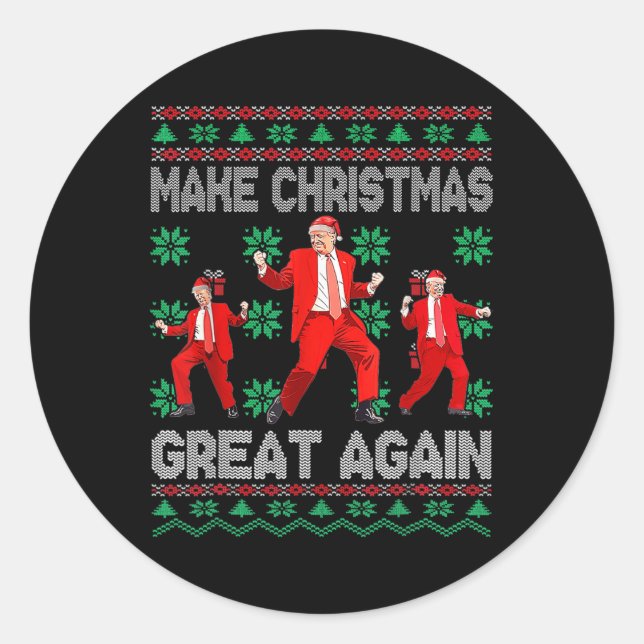 Sticker Rond Rendre Noël grand encore Père Noël Trump Danse Noë (Devant)