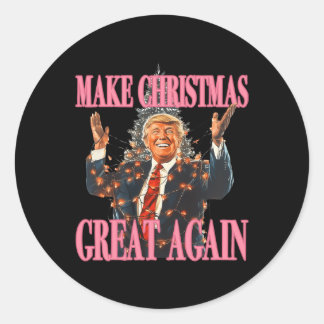 Sticker Rond Rendre Noël super à nouveau amusant Père Noël Trum