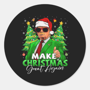 Sticker Rond Rendre Noël super à nouveau amusant Père Noël Trum