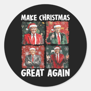 Sticker Rond Rendre Noël super à nouveau drôle Père Noël Trump