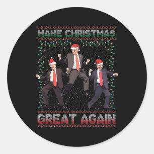 Sticker Rond Rendre Noël super à nouveau drôle Père Noël Trump 