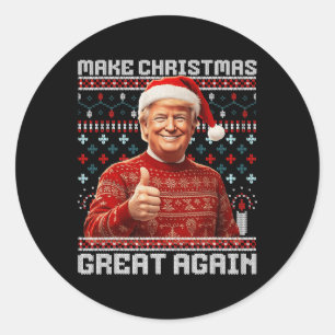 Sticker Rond Rendre Noël super à nouveau drôle Père Noël Trump