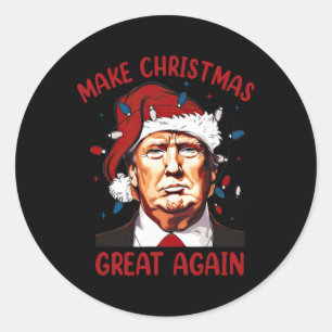 Sticker Rond Rendre Noël super à nouveau drôle Père Noël Trump