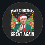 Sticker Rond Rendre Noël super à nouveau drôle Père Noël Trump<br><div class="desc">Rendre Noël super à nouveau drôle Père Noël Trump 2024 Hommes Noël 4</div>