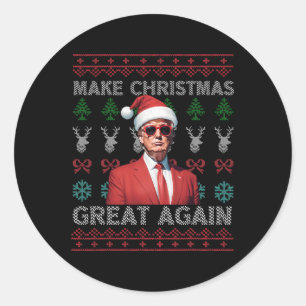 Sticker Rond Rendre Noël super à nouveau Trump Noël drôle 2
