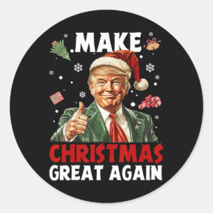 Sticker Rond Rendre Noël super Père Noël amusant Trump Noël