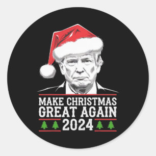 Sticker Rond Rendre Noël super Père Noël amusant Trump Noël