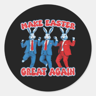 Sticker Rond Rendre Pâques grand à nouveau lapin drôle Danse Tr