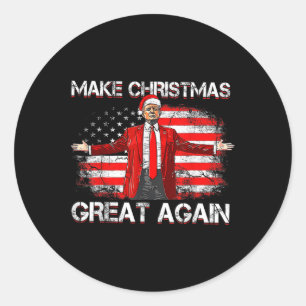 Sticker Rond Rendre sa grandeur Père Noël amusant Trump Xmas Pa