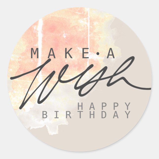 Sticker Rond Rendre un voeu heureux anniversaire en couleur de  (Devant)