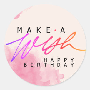 Sticker Rond Rendre un voeu heureux anniversaire en rose