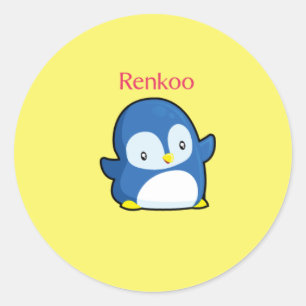 Sticker Rond Renkoo Penguin Jaune