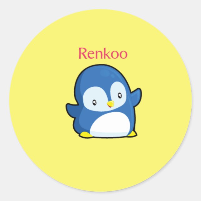 Sticker Rond Renkoo Penguin Jaune (Devant)
