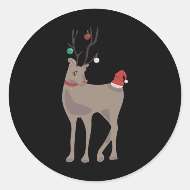 Sticker Rond Renne de Noël [décembre] (Calendrier 12 Mois C (Devant)