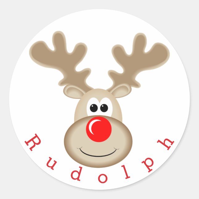 Sticker Rond Renne Rudolph nez rouge (Devant)