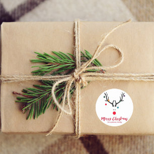 Sticker Rond Rennes de Noël marrantes et modernes en blanc