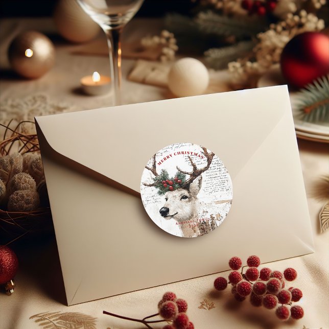 Sticker Rond Rennes d'hiver de Noël (Créateur téléchargé)