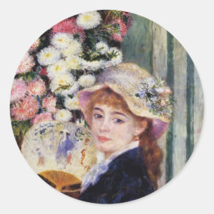 Sticker Rond Renoir : Fille avec un ventilateur