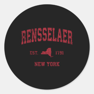 Sticker Rond Rensselaer New York Ny Sports Red Print