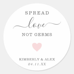 Sticker Rond Répandre l'amour pas les germes Cœur rose mariage 