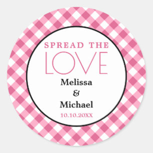 Sticker Rond Répandre L'Amour Rose En vichy Mariage Faveur