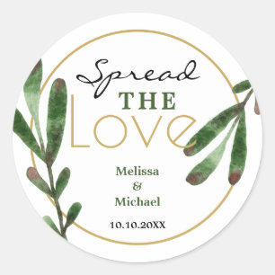 Sticker Rond Répandre le Mariage Love Greenery