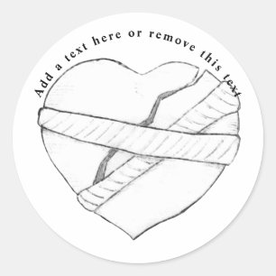 Sticker Rond Réparation d'un cœur brisé - Esquisse