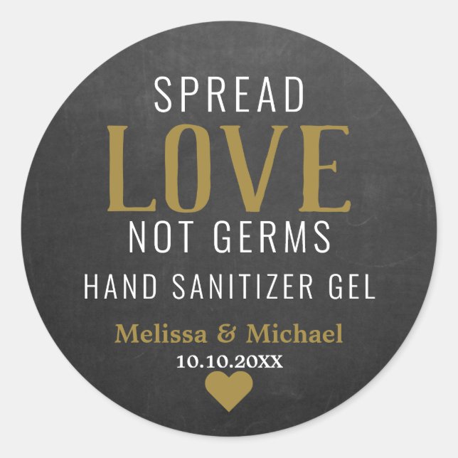Sticker Rond Répartir l'amour non Germes Sanitizer Mariage Chal (Devant)