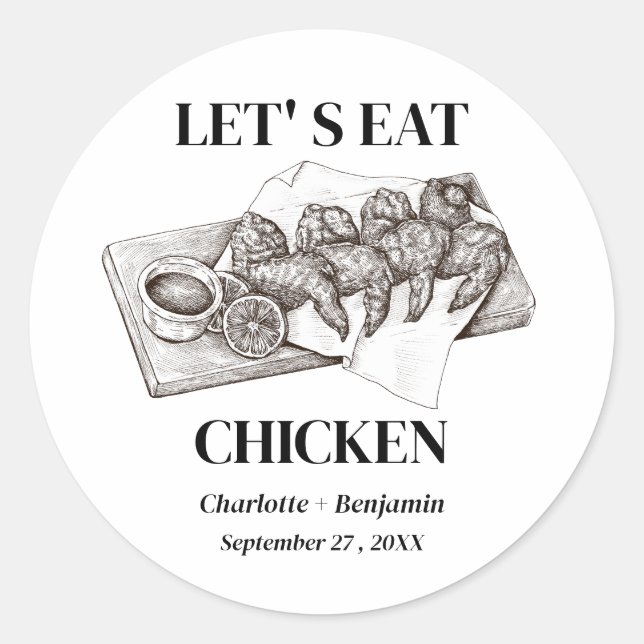 Sticker Rond Repas Mariage au poulet de la carte Place (Devant)