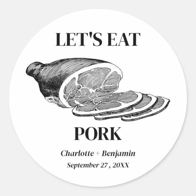 Sticker Rond Repas vintage Mariage de porc (Devant)