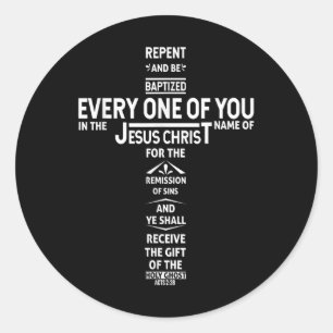 Sticker Rond Repentez-vous Et Soyez Baptisés Au Nom De Jésus-Ch