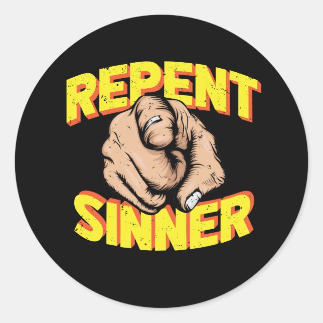 Sticker Rond Repentir Sinner Jésus t'aime (Devant)